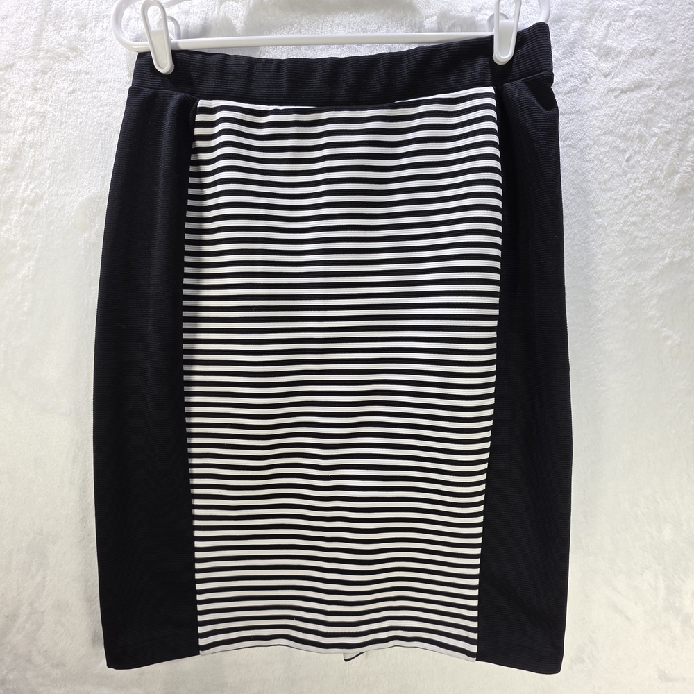 Womens Attention Black and White Striped Pencil Skirt Size XL